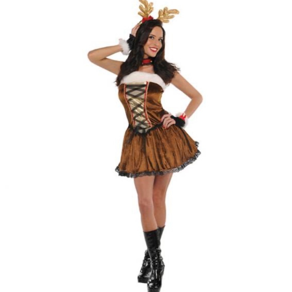 Miss Vixen Oktoberfest Bar Maid Reindeer Deer Costume (Dress Only - Large)